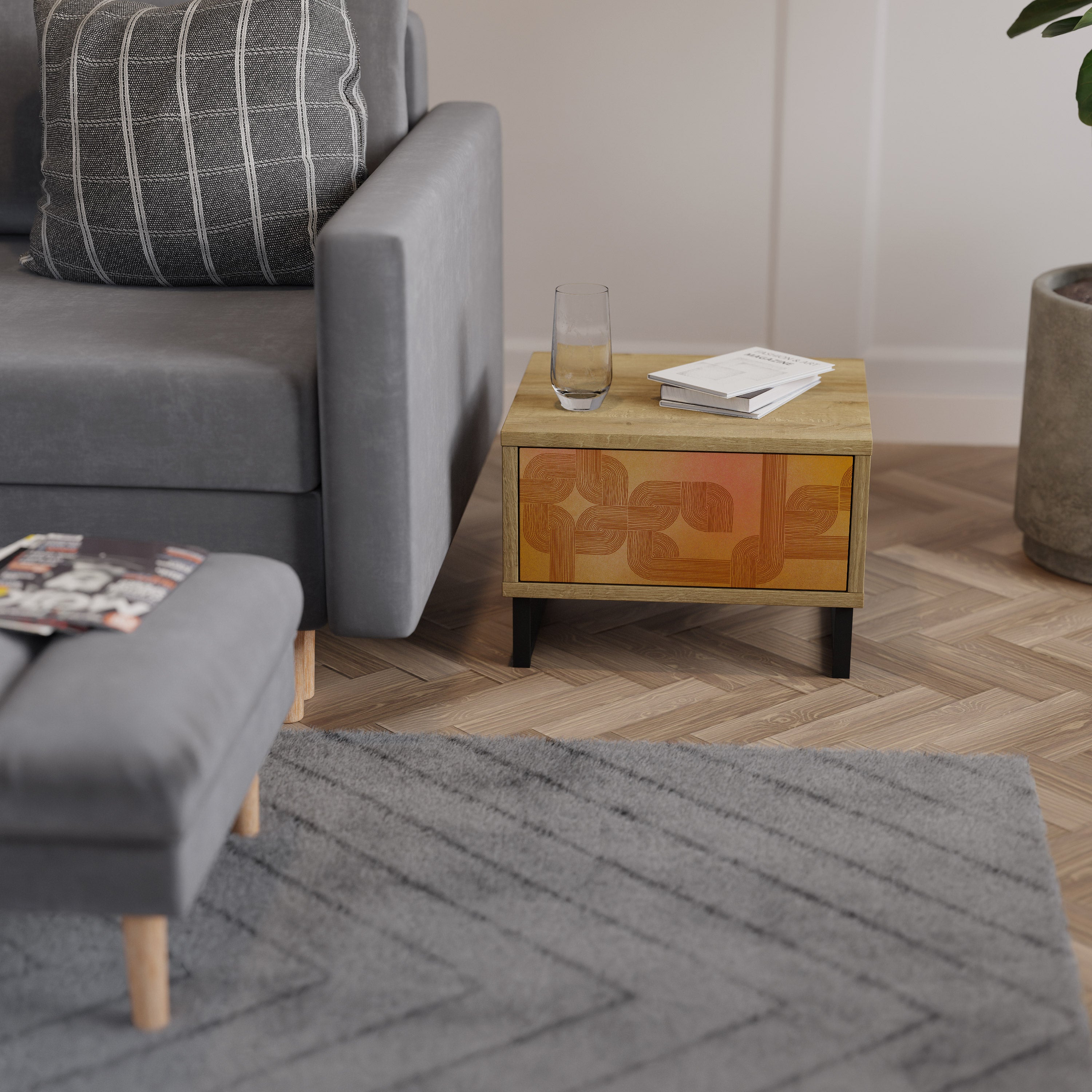 FÖRSTÄRKANDE RELATION Nattduksbord i Oak Effect