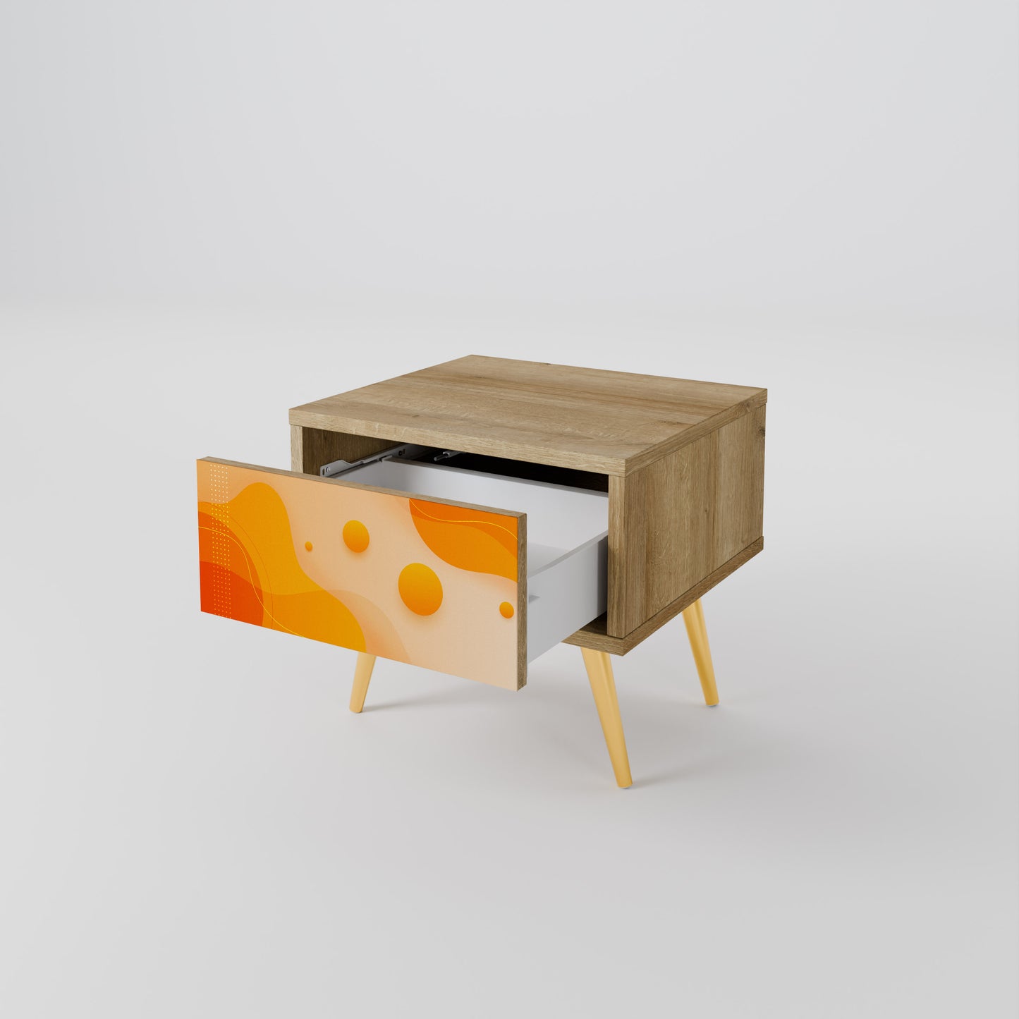 ORANGE ARRANGEMENT Nightstand in Oak Effect