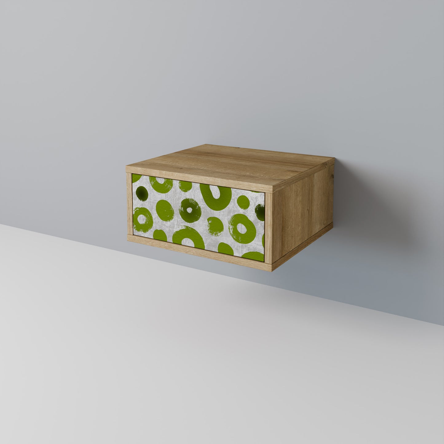 GREEN RHAPSODY Nightstand in Oak Effect