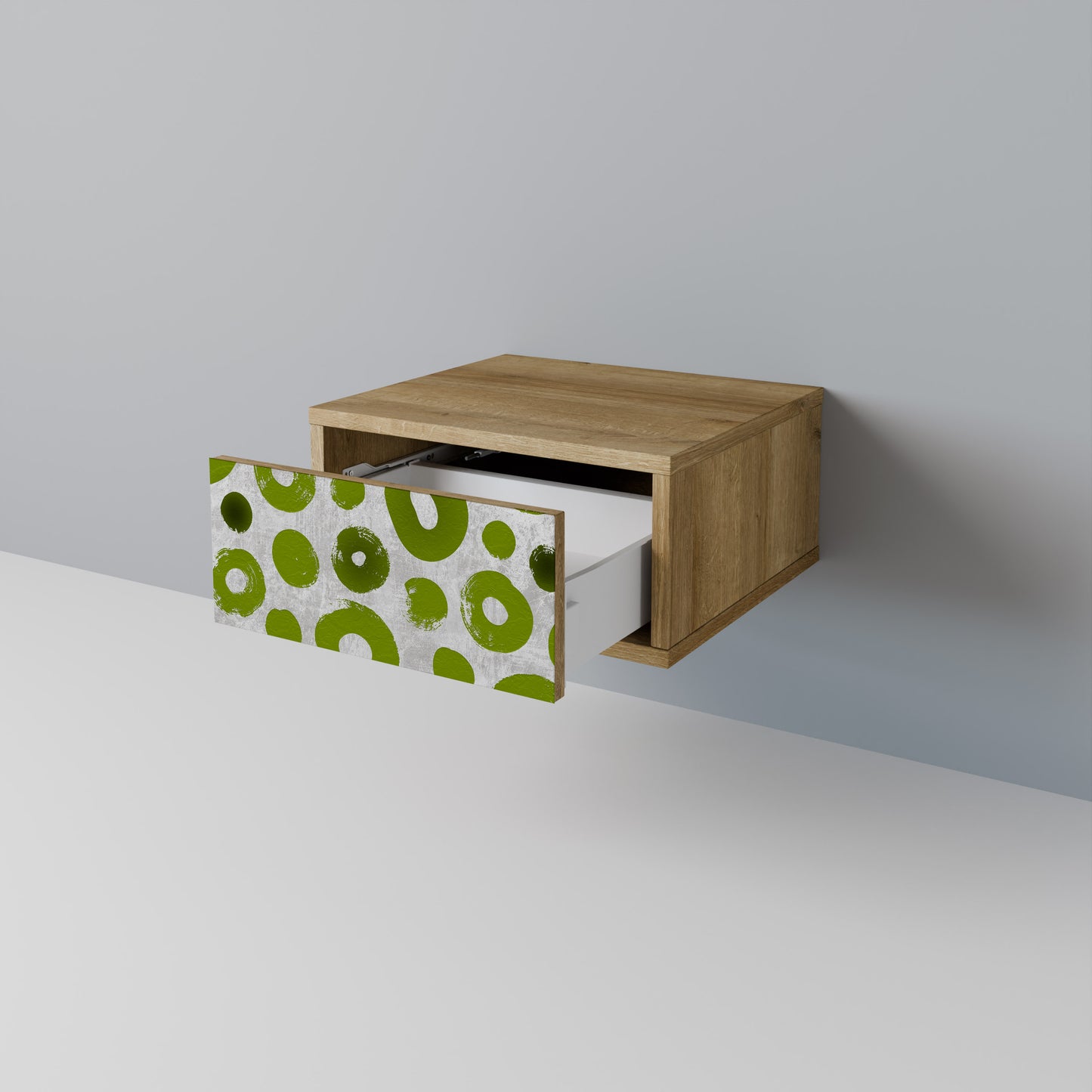 GREEN RHAPSODY Nightstand in Oak Effect
