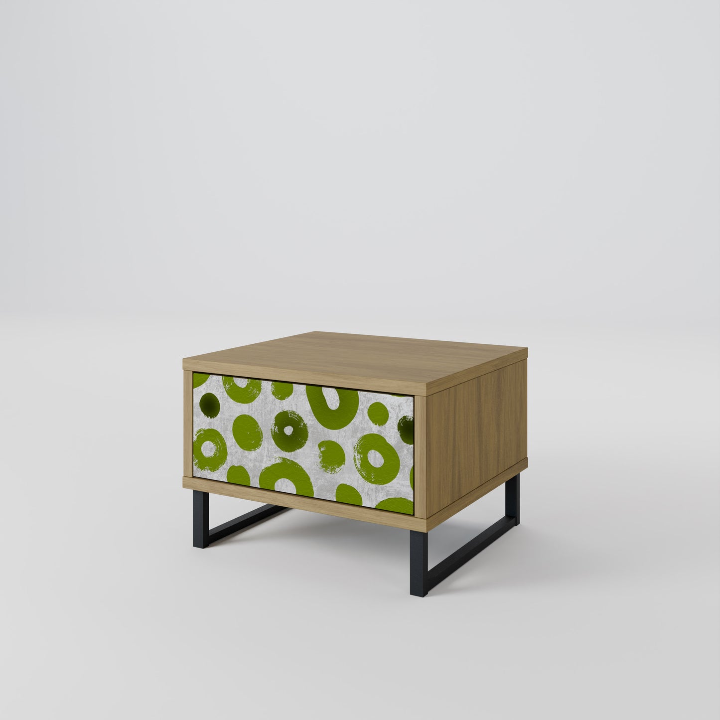 GREEN RHAPSODY Nightstand in Oak Effect