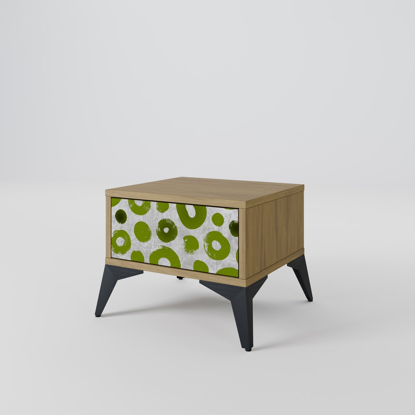 GREEN RHAPSODY Nightstand in Oak Effect