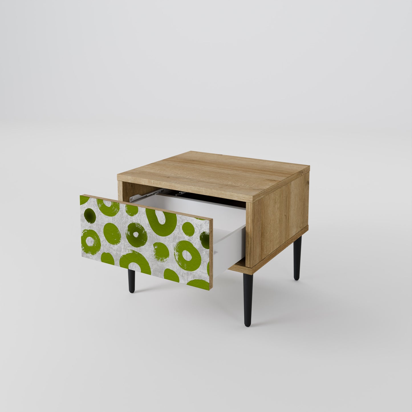 GREEN RHAPSODY Nightstand in Oak Effect