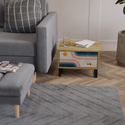 TWO HALVES Nightstand in Oak Effect
