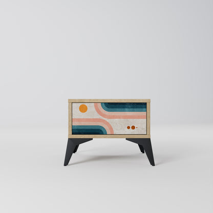 TWO HALVES Nightstand in Oak Effect