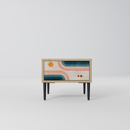 TWO HALVES Nightstand in Oak Effect