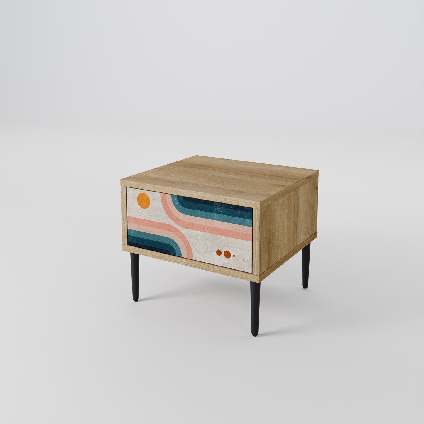 TWO HALVES Nightstand in Oak Effect