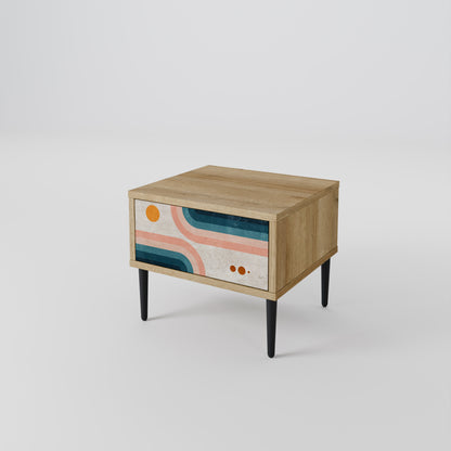 TWO HALVES Nightstand in Oak Effect