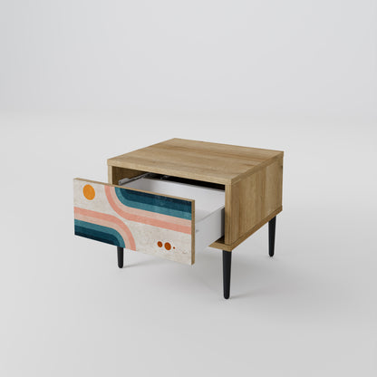 TWO HALVES Nightstand in Oak Effect
