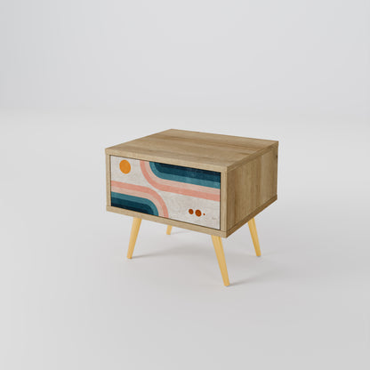 TWO HALVES Nightstand in Oak Effect