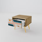 TWO HALVES Nightstand in Oak Effect