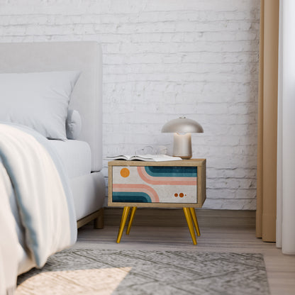 TWO HALVES Nightstand in Oak Effect