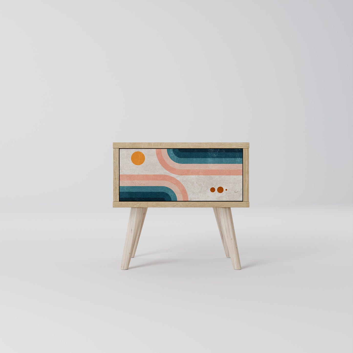 TWO HALVES Nightstand in Oak Effect