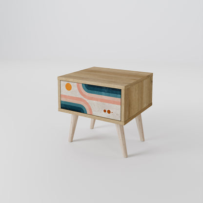 TWO HALVES Nightstand in Oak Effect