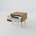 TWO HALVES Nightstand in Oak Effect