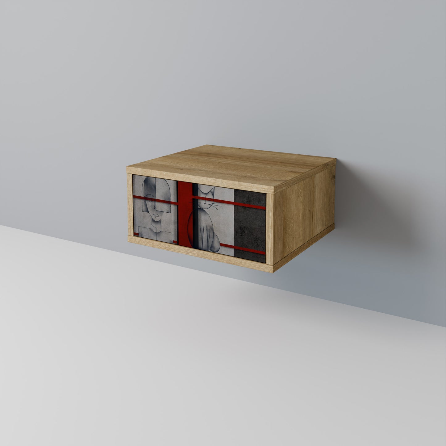 GRAY FIGURES Nightstand in Oak Effect