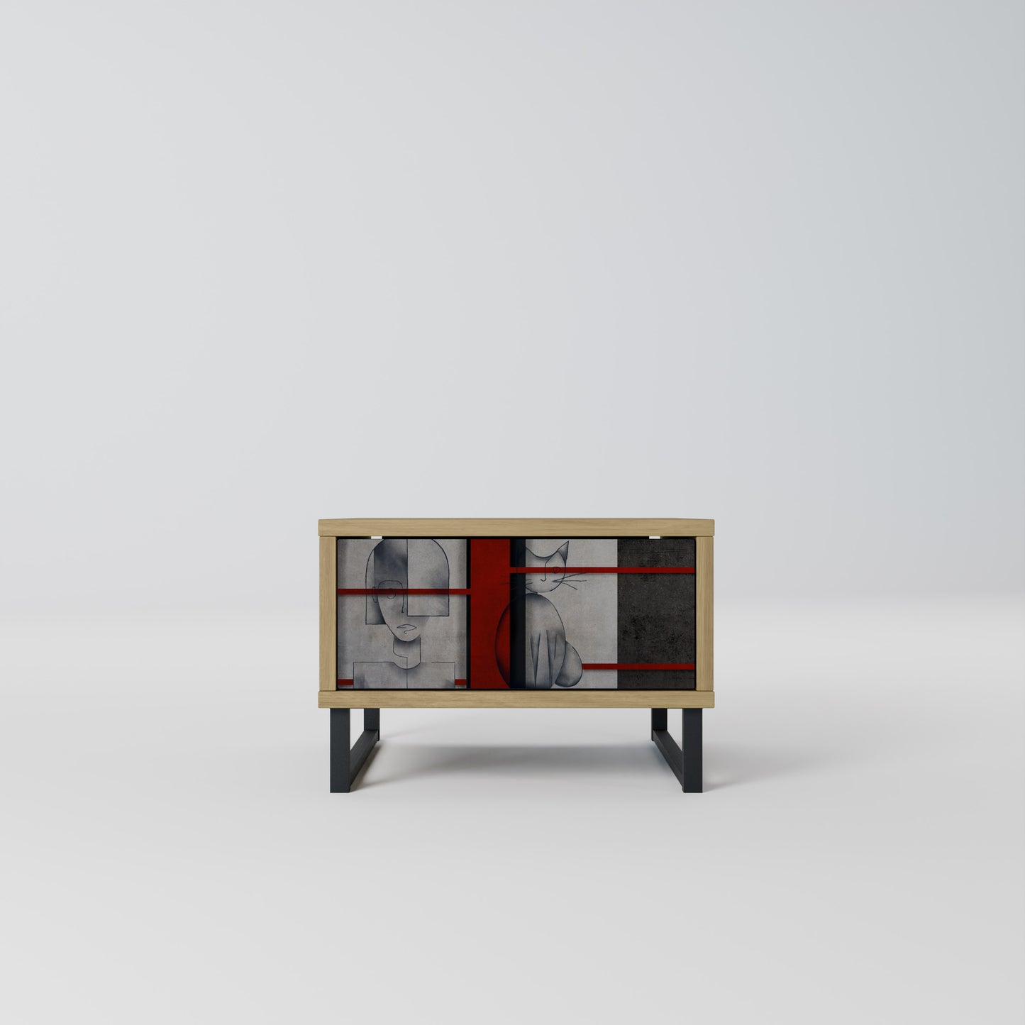 GRAY FIGURES Nightstand in Oak Effect
