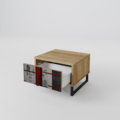 GRAY FIGURES Nightstand in Oak Effect