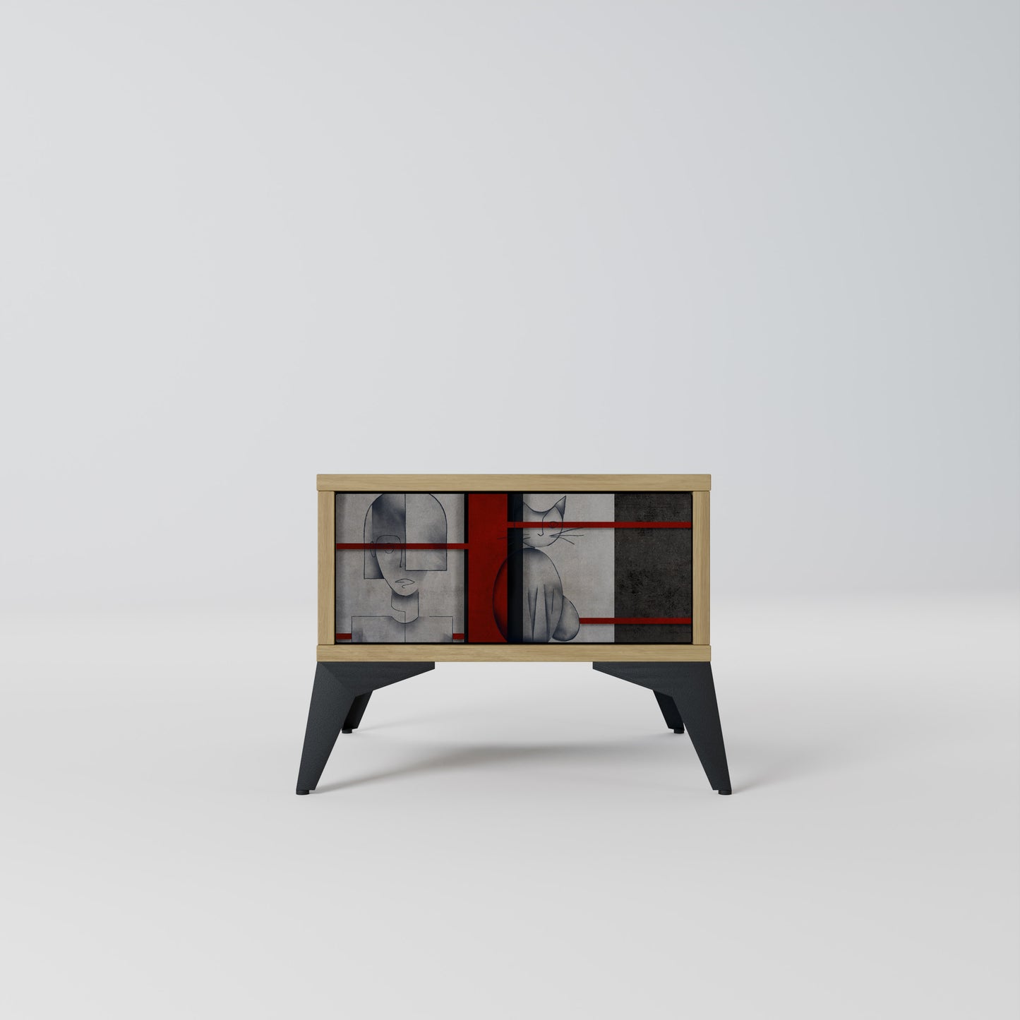 GRAY FIGURES Nightstand in Oak Effect