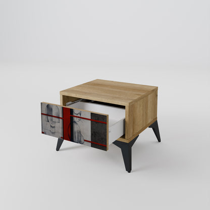 GRAY FIGURES Nightstand in Oak Effect