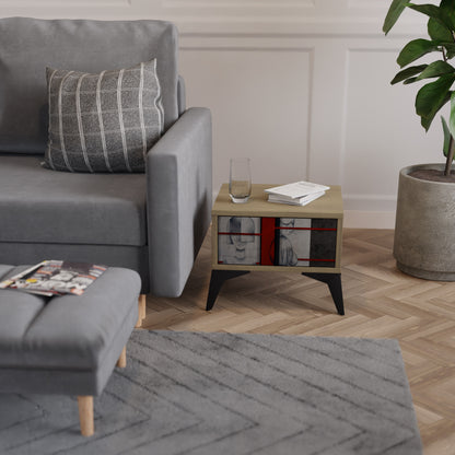 GRAY FIGURES Nightstand in Oak Effect