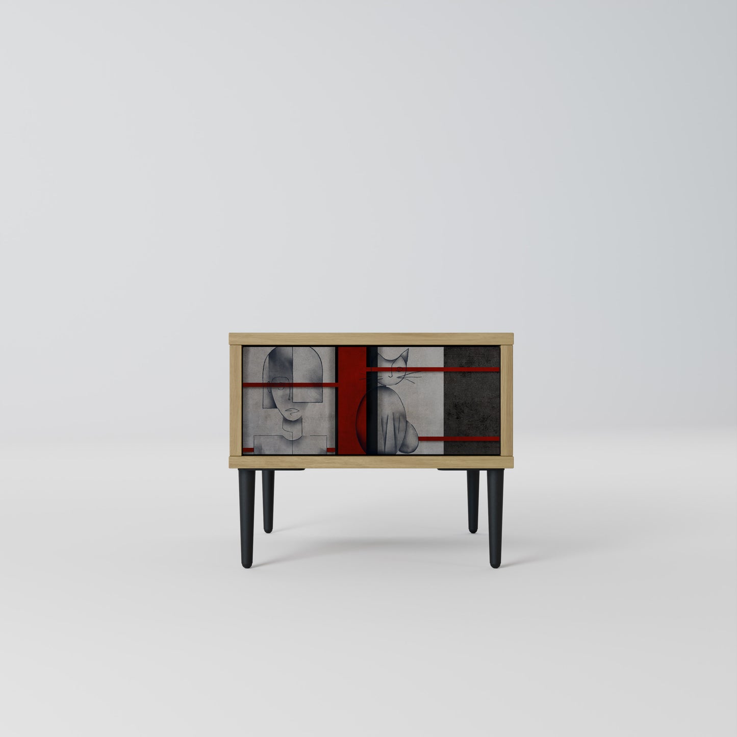 GRAY FIGURES Nightstand in Oak Effect