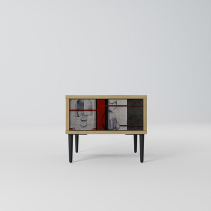 GRAY FIGURES Nightstand in Oak Effect