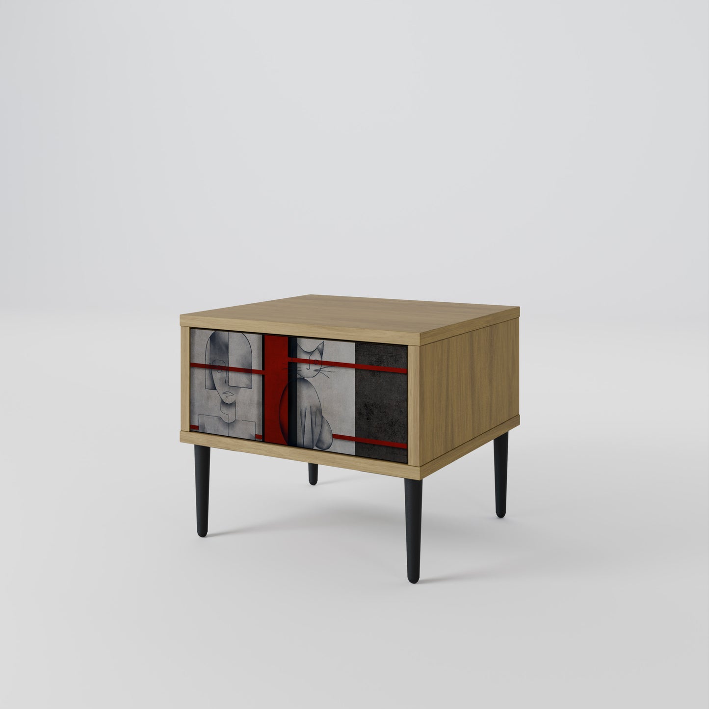 GRAY FIGURES Nightstand in Oak Effect
