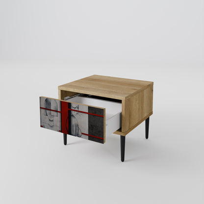 GRAY FIGURES Nightstand in Oak Effect