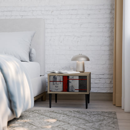 GRAY FIGURES Nightstand in Oak Effect