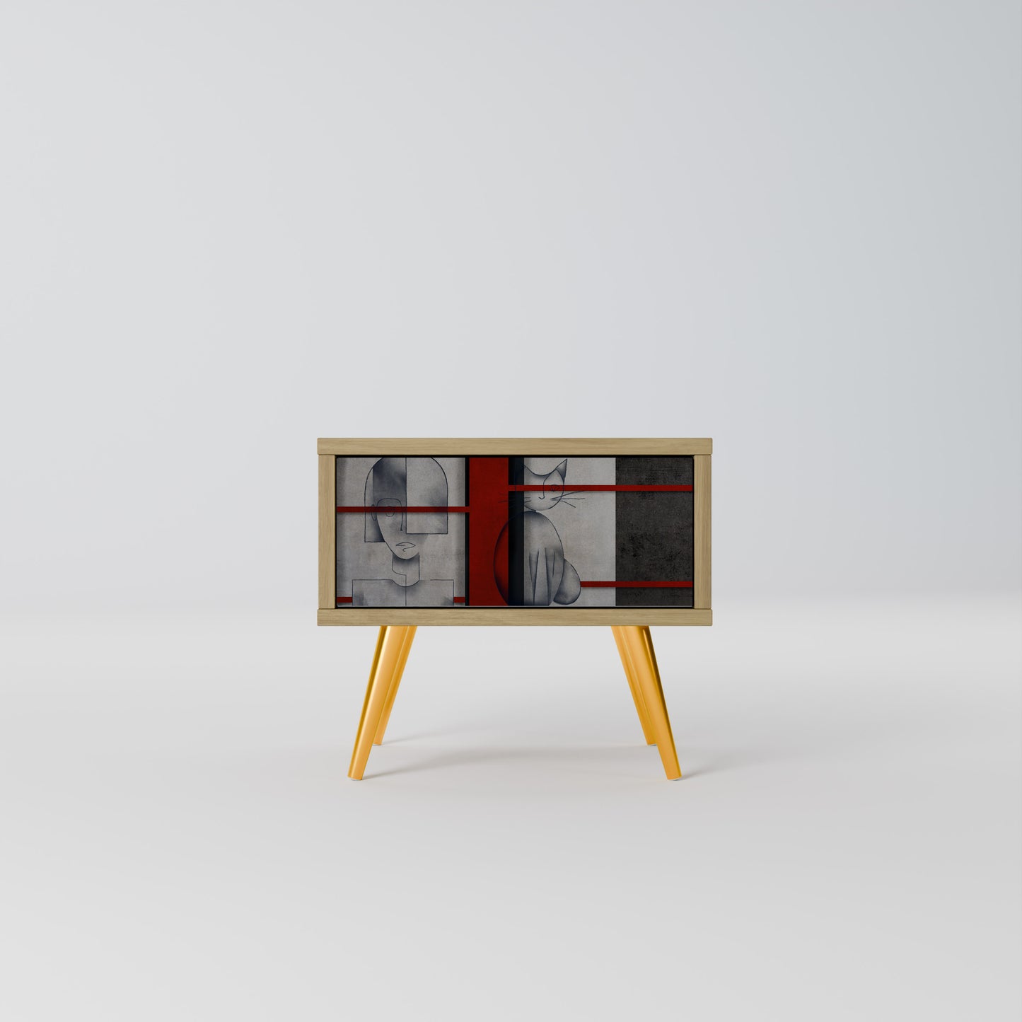 GRAY FIGURES Nightstand in Oak Effect