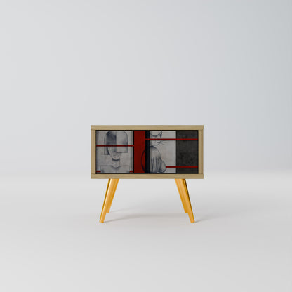 GRAY FIGURES Nightstand in Oak Effect