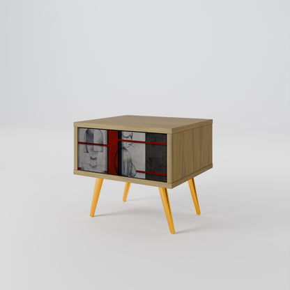 GRAY FIGURES Nightstand in Oak Effect