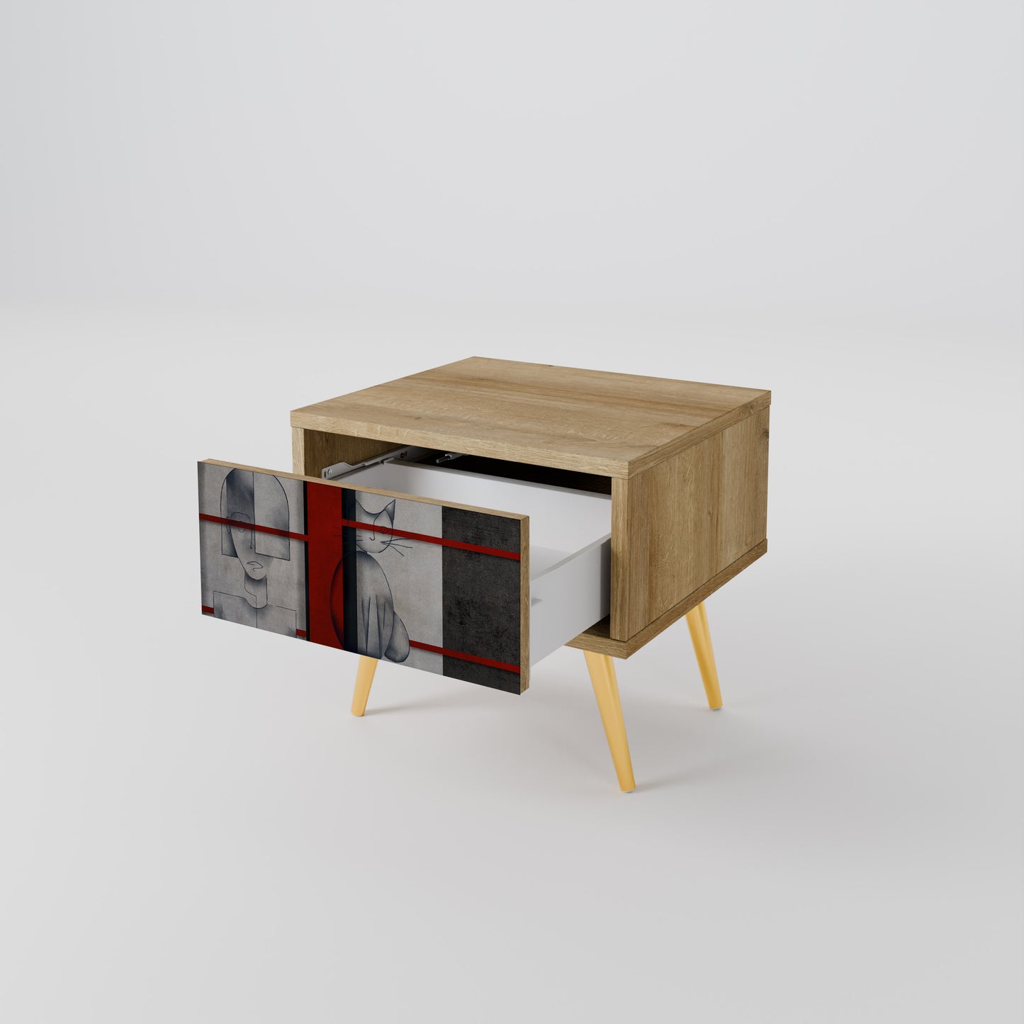 GRAY FIGURES Nightstand in Oak Effect