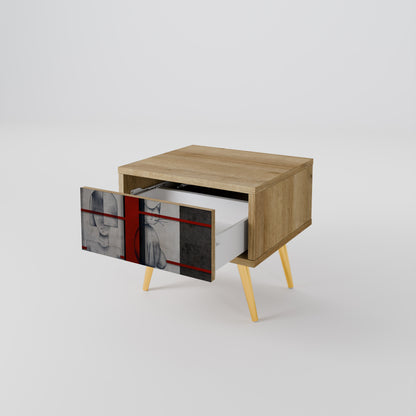 GRAY FIGURES Nightstand in Oak Effect