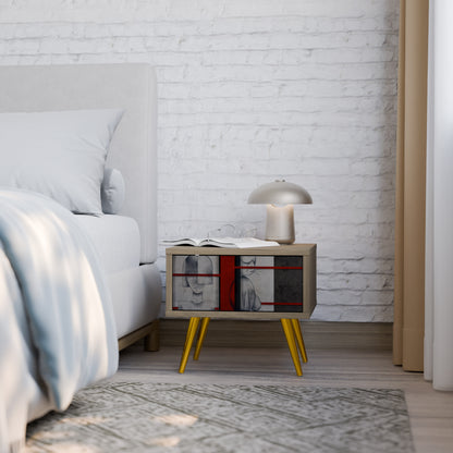 GRAY FIGURES Nightstand in Oak Effect