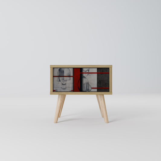 GRAY FIGURES Nightstand in Oak Effect