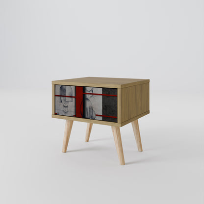 GRAY FIGURES Nightstand in Oak Effect