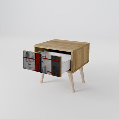 GRAY FIGURES Nightstand in Oak Effect