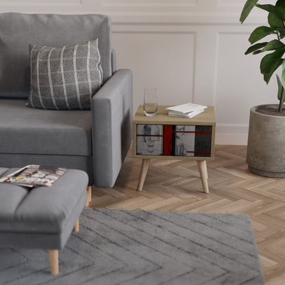 GRAY FIGURES Nightstand in Oak Effect