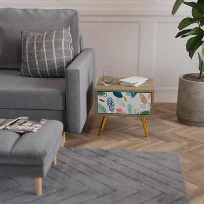 BOTANICAL HURRICANE Nightstand in Oak Effect