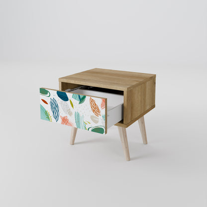 BOTANICAL HURRICANE Nightstand in Oak Effect