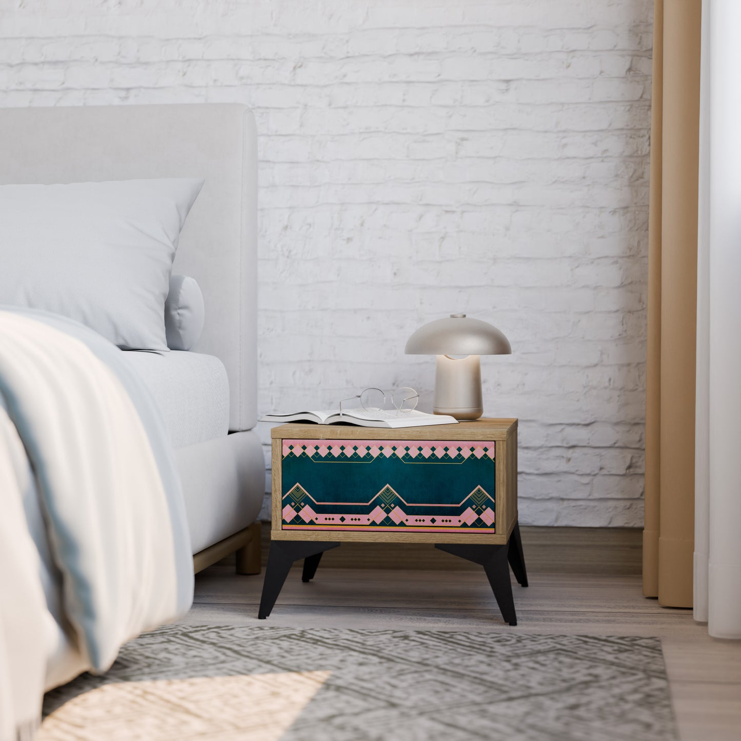 ROYAL COMPOSITION Nightstand in Oak Effect