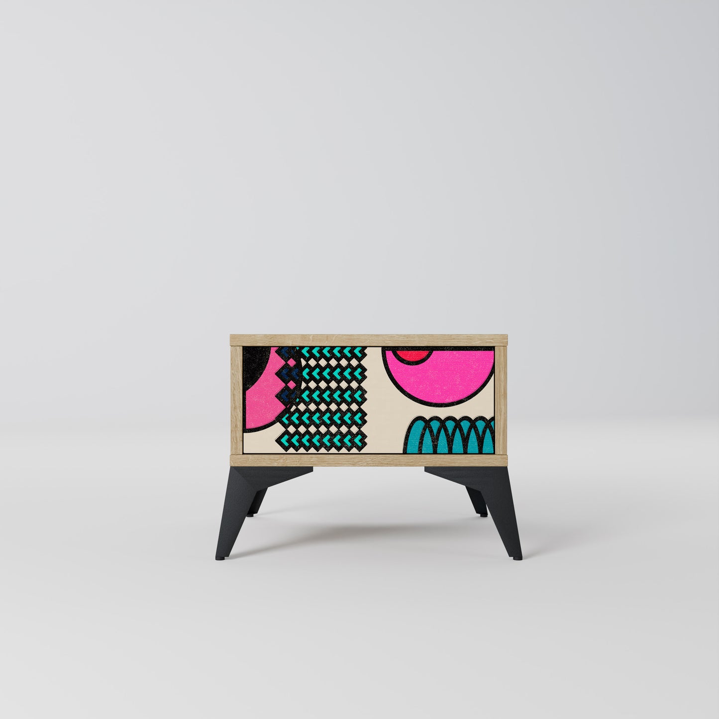 GEOMETRIC RHAPSODY Nightstand in Oak Effect