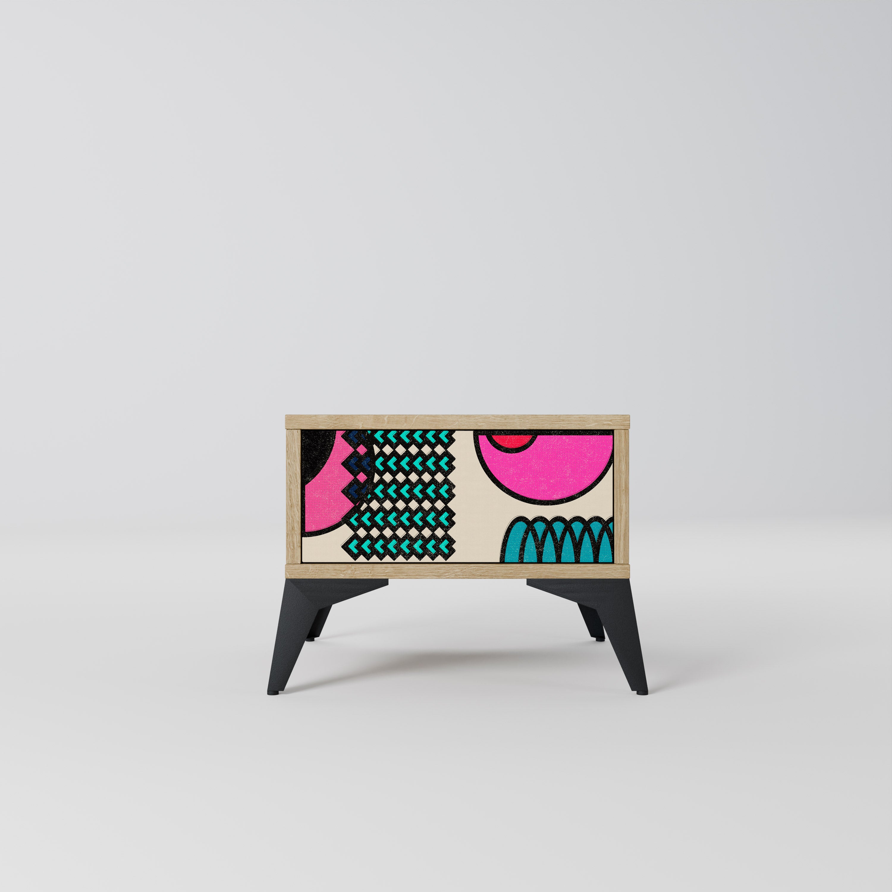 GEOMETRIC RHAPSODY Nattduksbord i ekeffekt