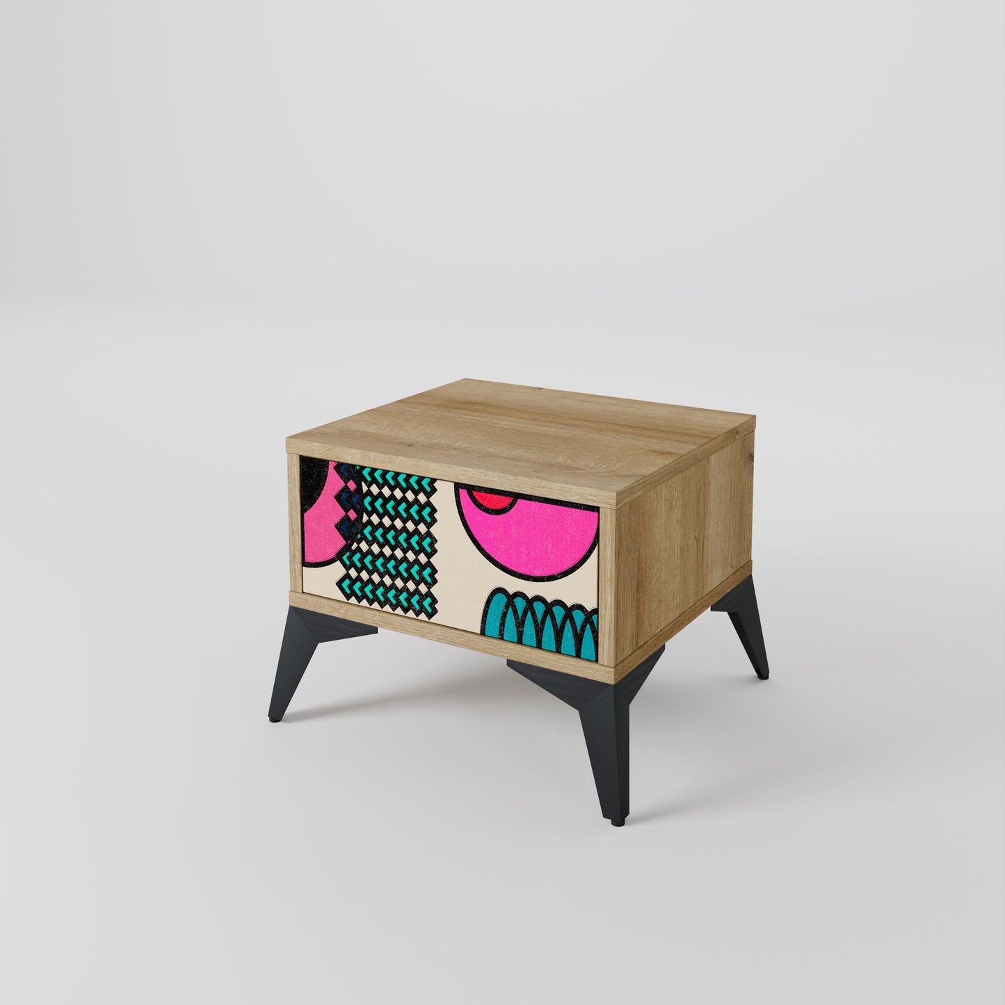 GEOMETRIC RHAPSODY Nightstand in Oak Effect
