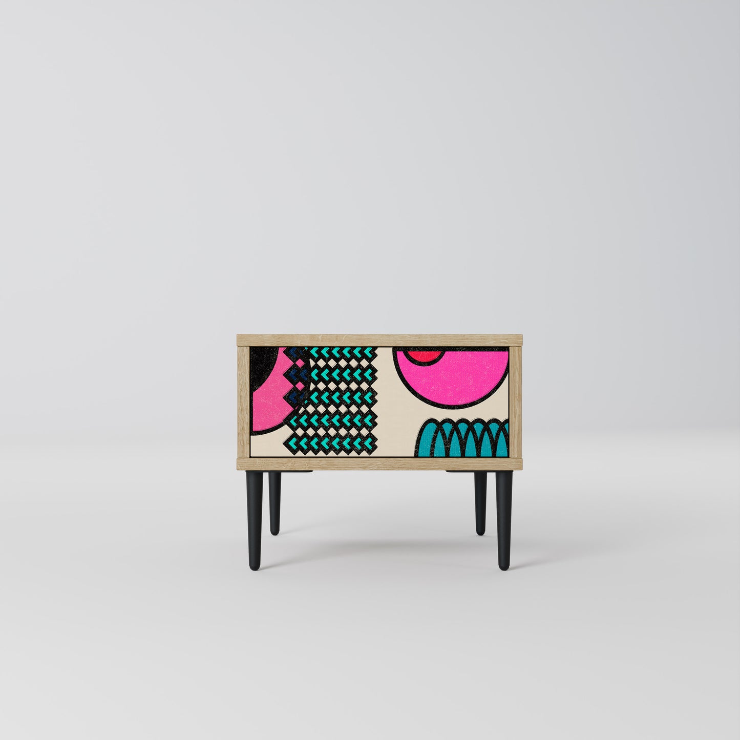 GEOMETRIC RHAPSODY Nightstand in Oak Effect