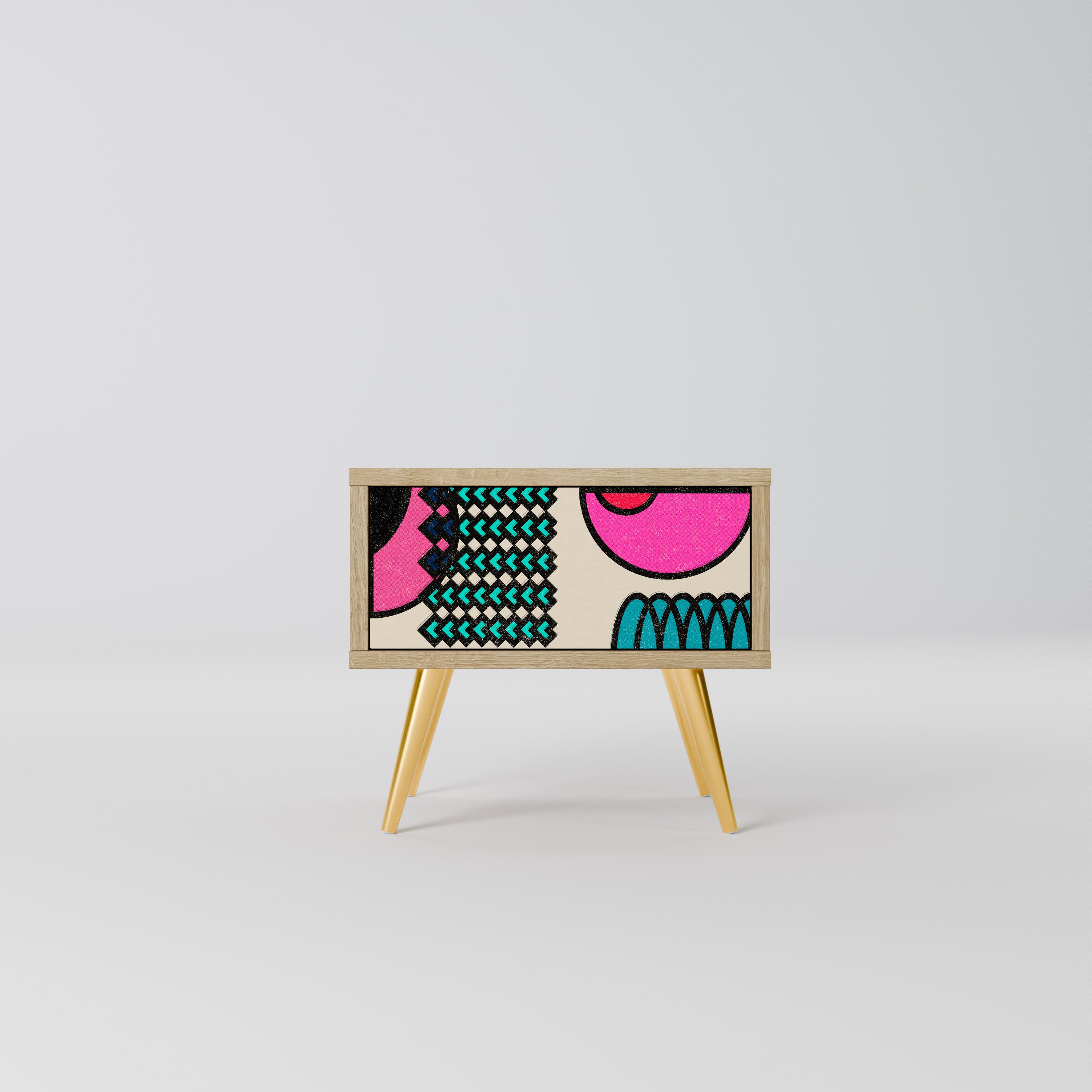 GEOMETRIC RHAPSODY Nattduksbord i ekeffekt