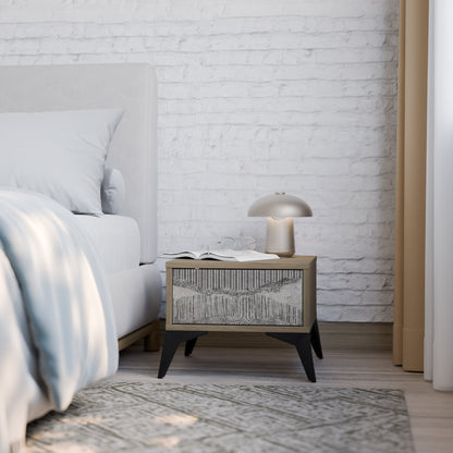 GRAIN LINES Nightstand in Oak Effect