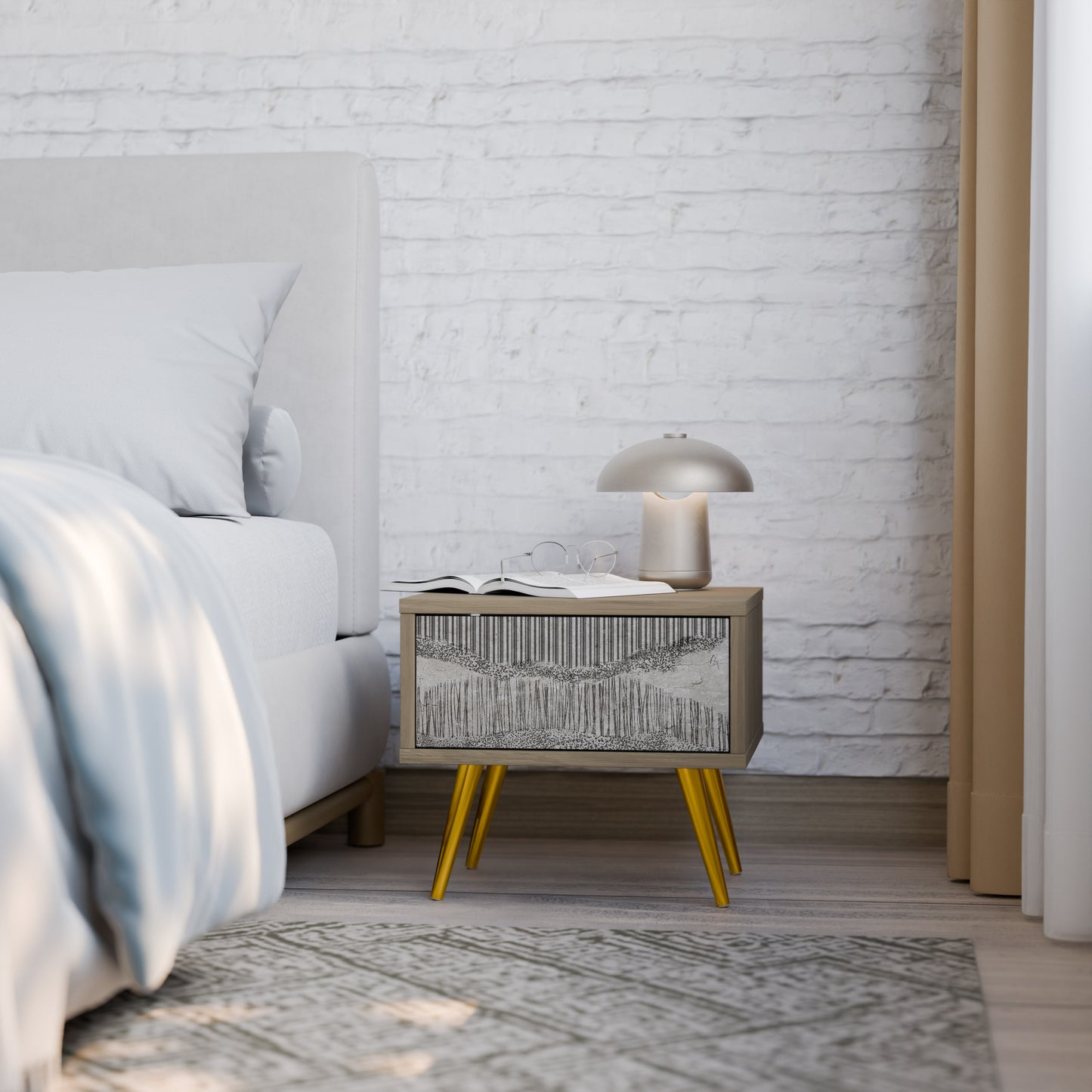 GRAIN LINES Nightstand in Oak Effect